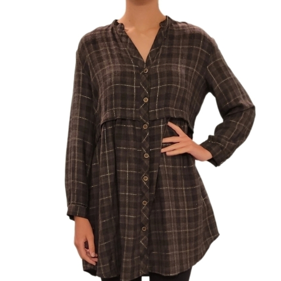 Zara Z1975 Denim Plaid button down dress size small‎ - Picture 1 of 7